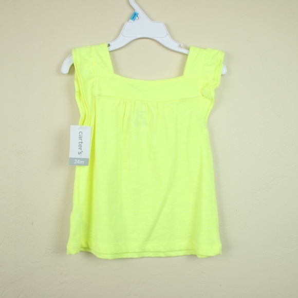 Carter’s Neon Yellow Ruffle Blouse Scoop Neck 12M - Picture 8 of 8